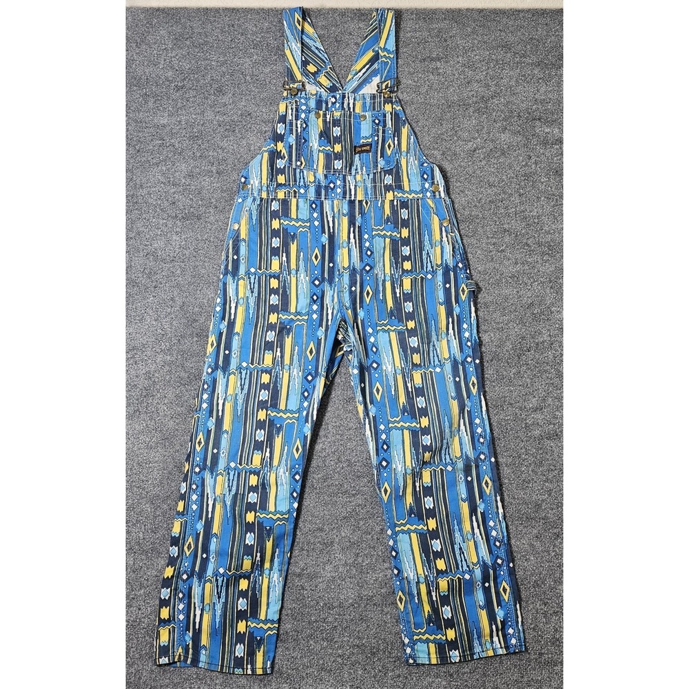 Vintage Big Smith Union Made Overalls Aztec‎ All Over Print RARE Hippie 60s 70s